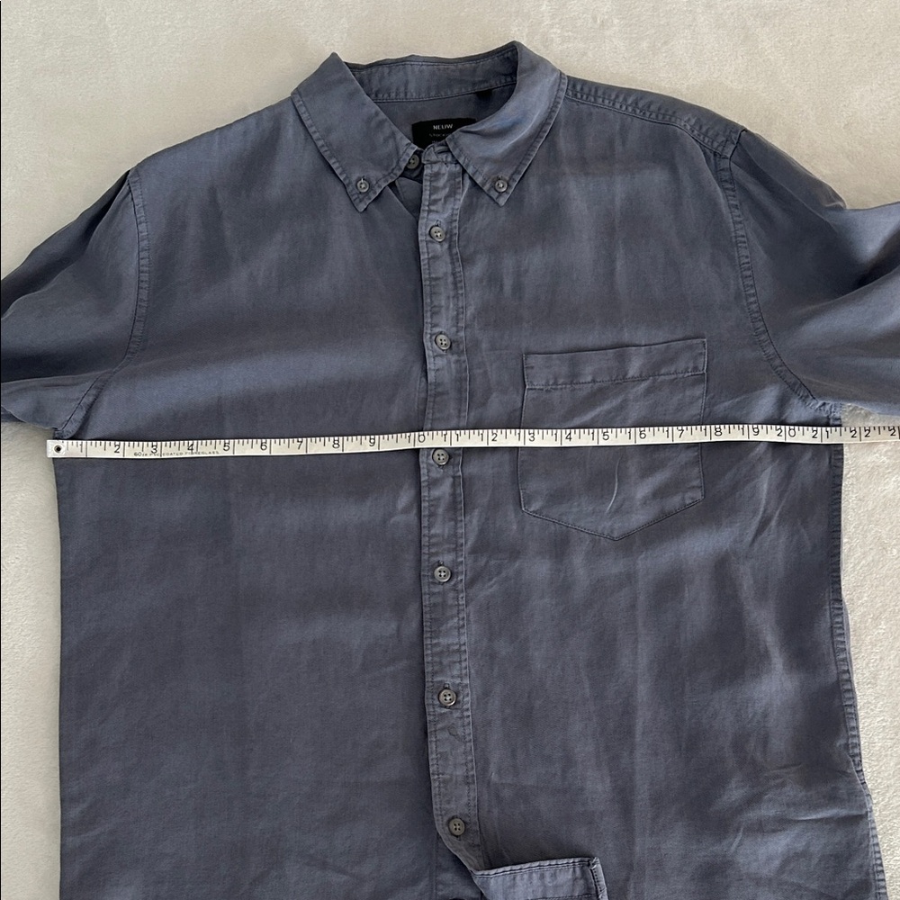 NEUW Steel Blue Linen Blend Casual Button-Down Shirt. Size small. - Picture 10 of 15